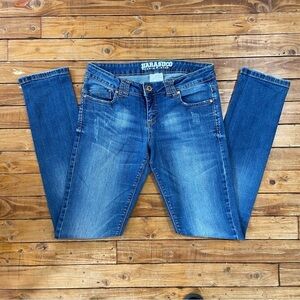 Parasuco jeans low rise lightly distressed straight skinny leg stretchy denim 28